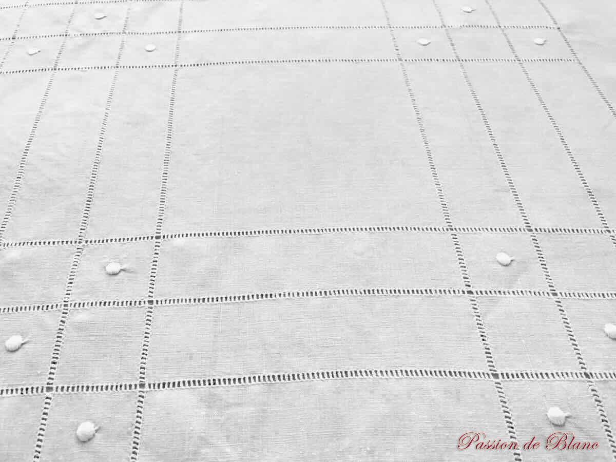 Service de table 12 couverts en fil de lin,avec fils tirés, pois et monogramme MG – Image 6