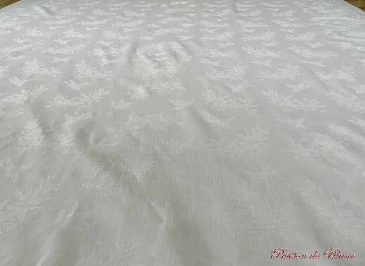 Service de table 12 couverts en damassé de lin avec monogrammes " CR" et animaux – Image 12