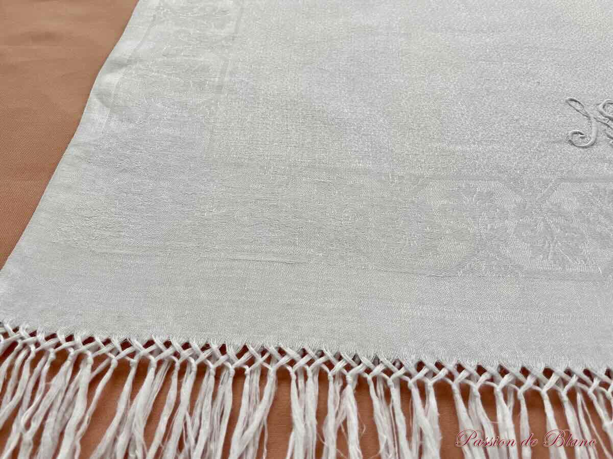 Lot de 3 belles serviettes d'invités en lin fin avec monogramme MS et franges – Image 3