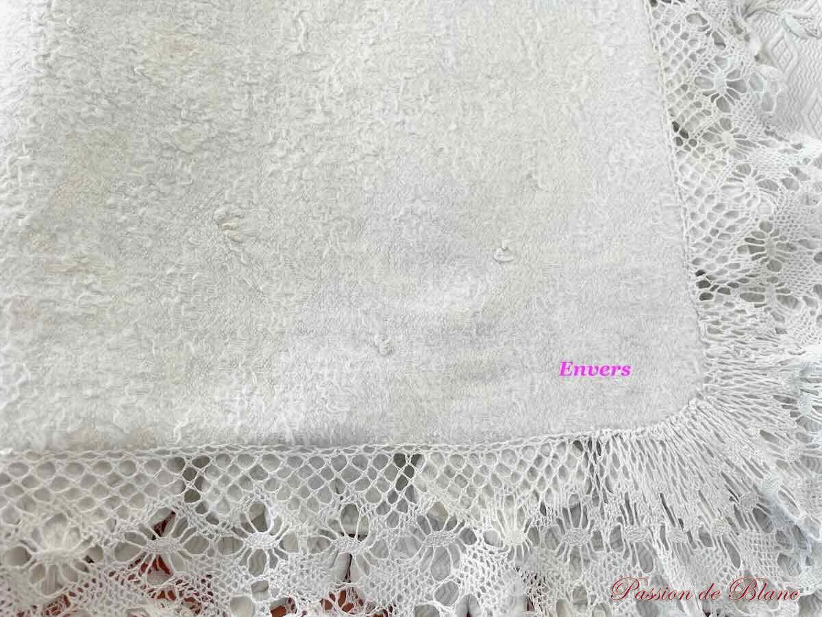 Rare somptueuse taie de visite, grand dessus de taie en piqué de coton épais – Image 7