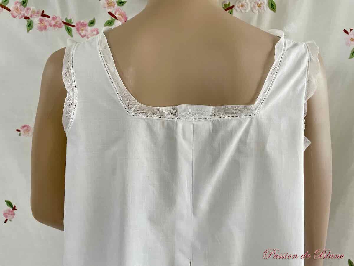 Chemise de jour avec empiècement brodée sur très fine percale et tulle – Image 5