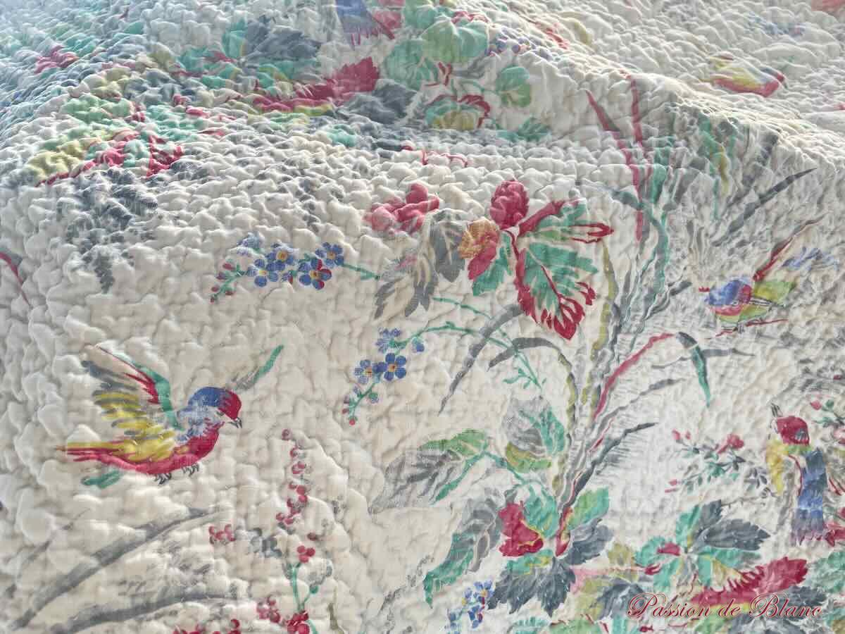 Courtepointe piquée oiseaux