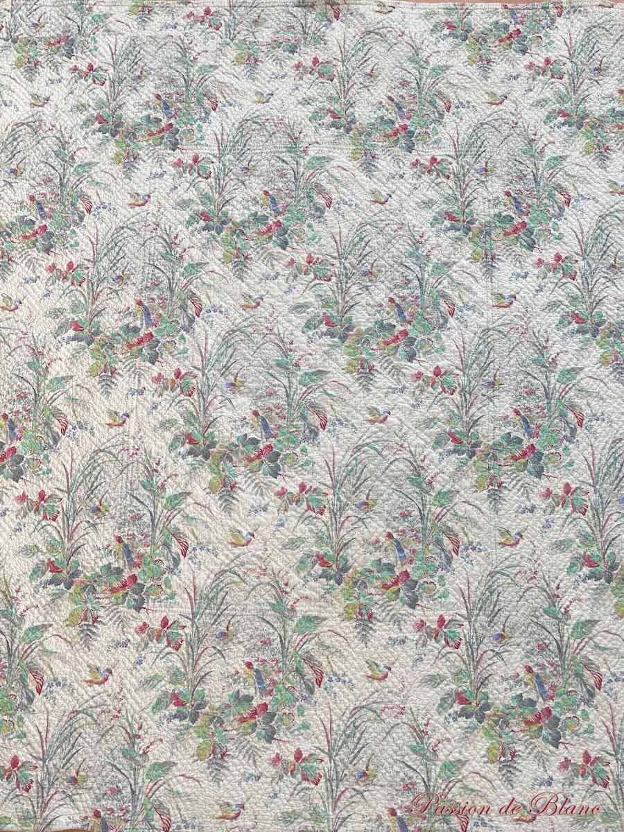 Couverture Piquée XIXe : un côté avec oiseaux, l'autre avec scènes champêtres – Image 11