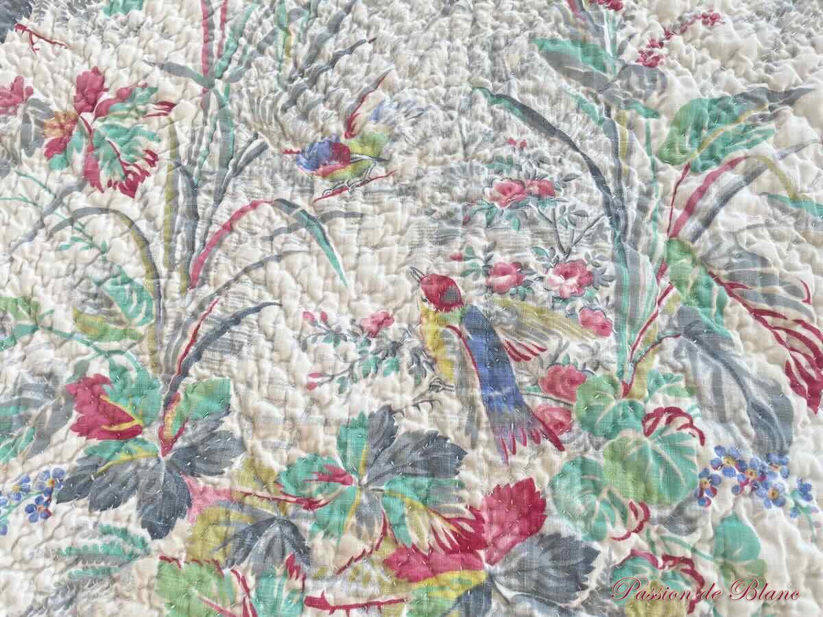 Couverture Piquée XIXe : un côté avec oiseaux, l'autre avec scènes champêtres – Image 8