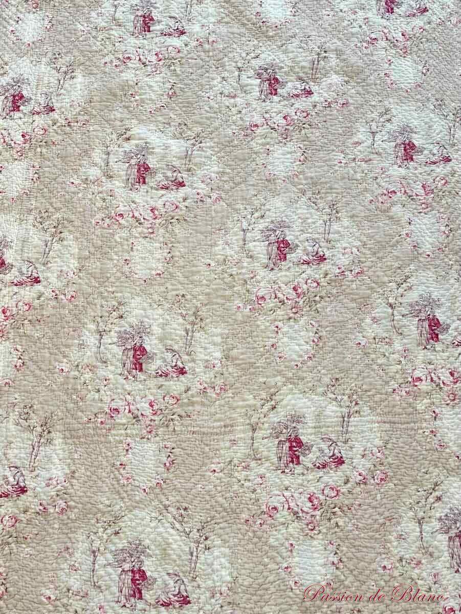 Couverture Piquée XIXe : un côté avec oiseaux, l'autre avec scènes champêtres – Image 7