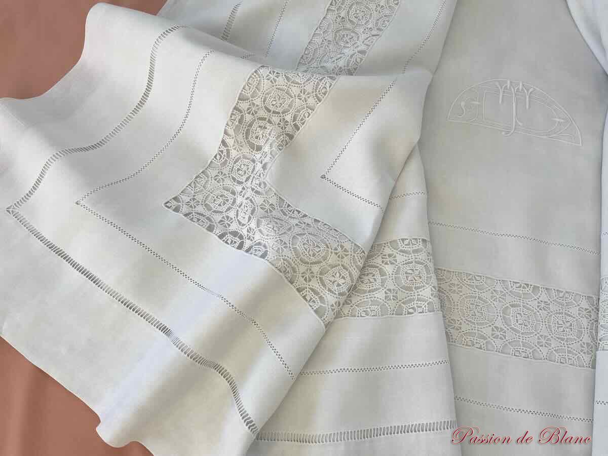 Drap lin fin avec encadrement dentelle à l'aiguille, rivières de jours et mono DT – Image 6