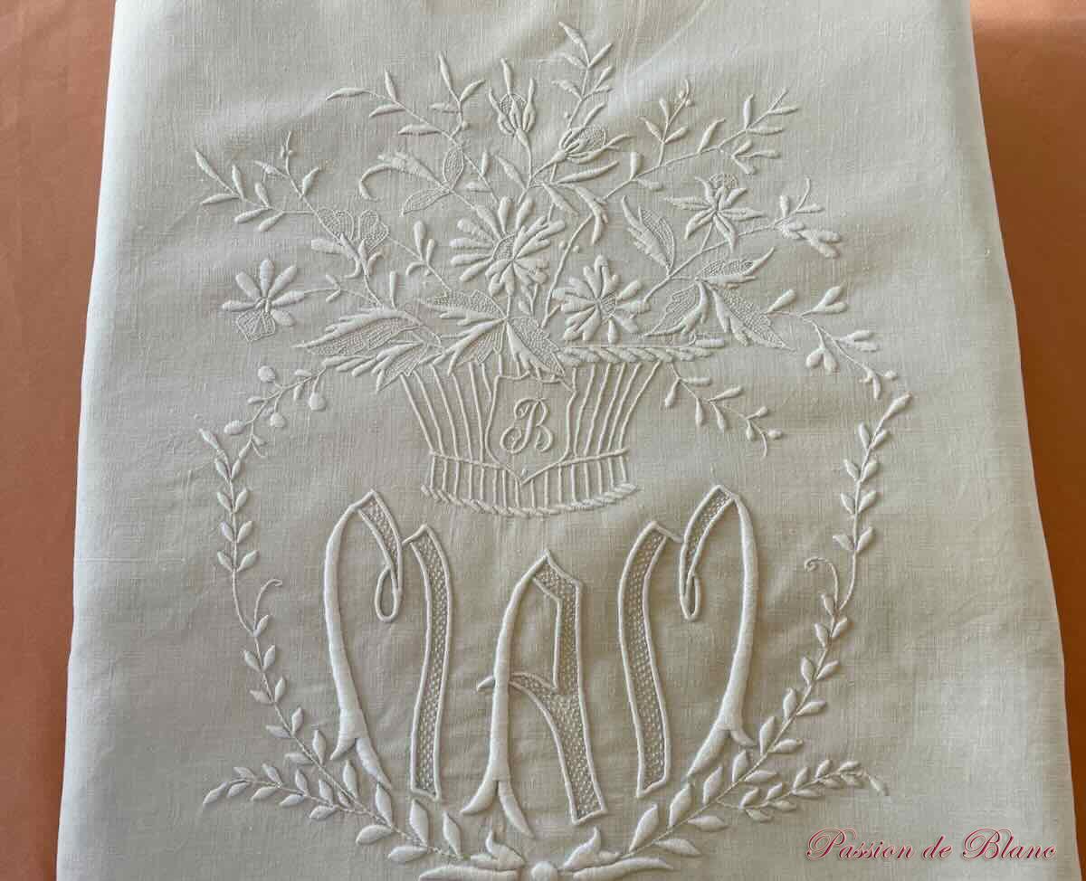 Drap lin bouquet fleurs