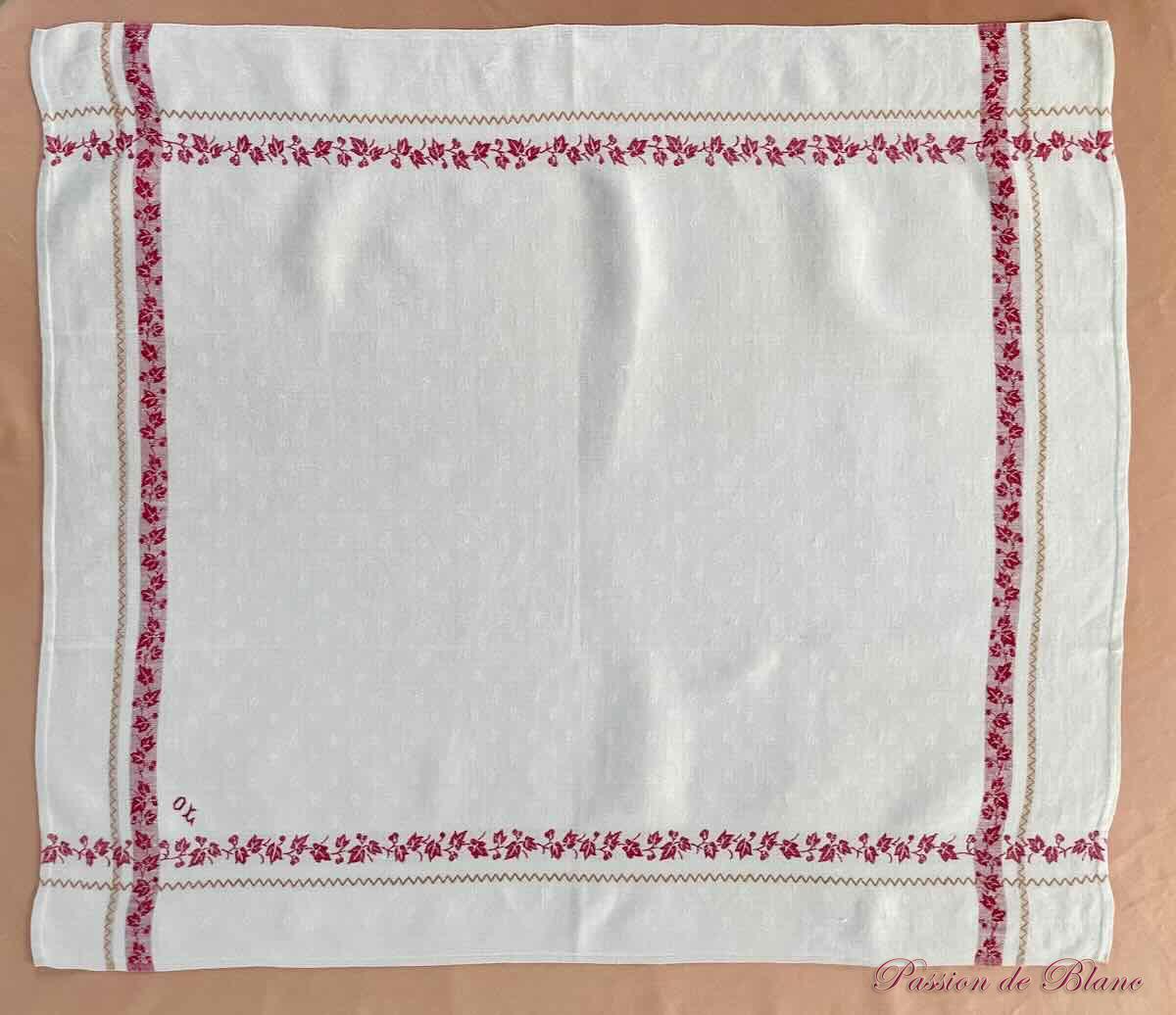 Lot de 7 grandes serviettes ou torchons avec liteaux rouges. Napoléon III sur toile fil de lin – Image 4