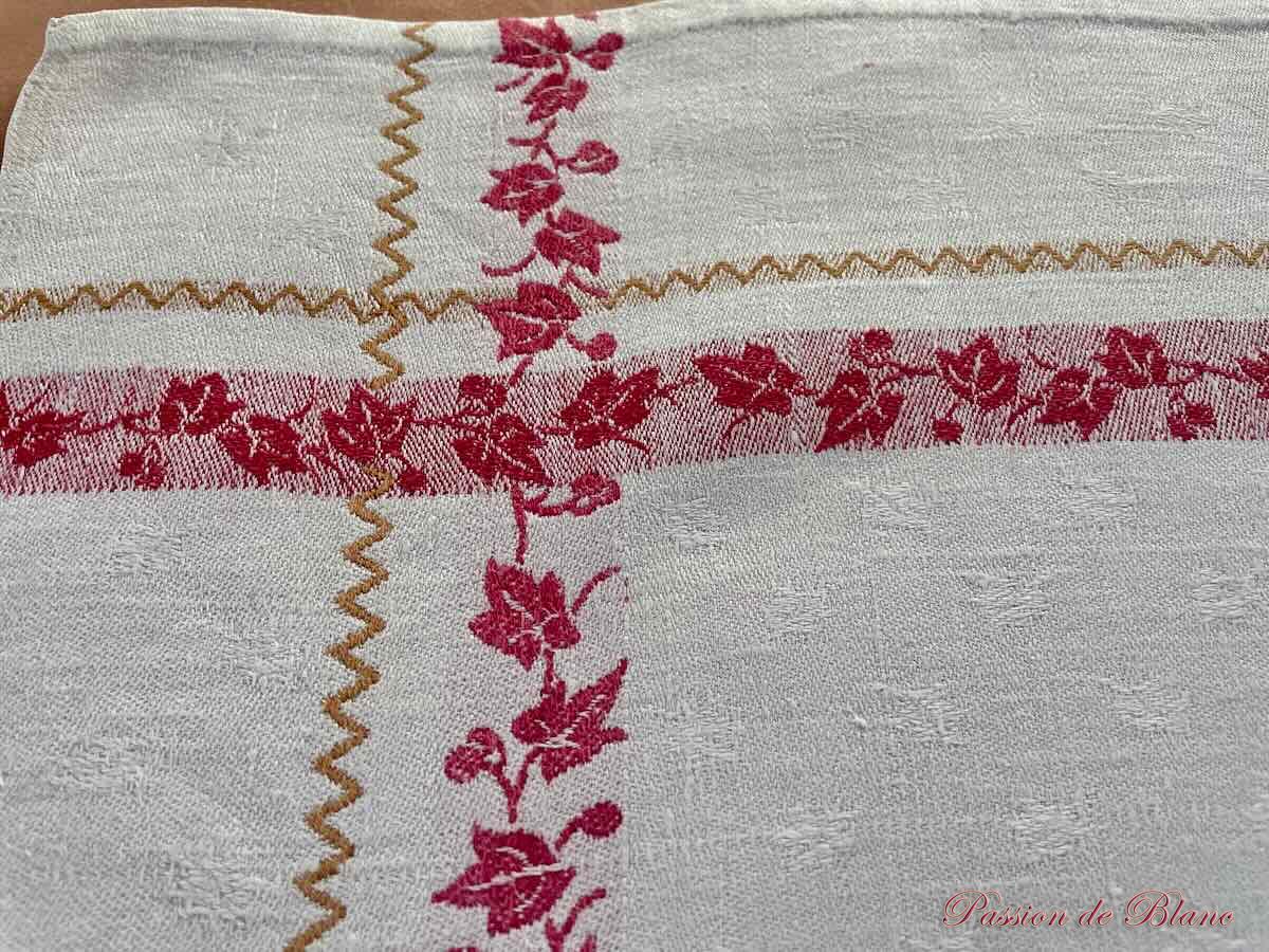 Lot de 7 grandes serviettes ou torchons avec liteaux rouges. Napoléon III sur toile fil de lin – Image 2