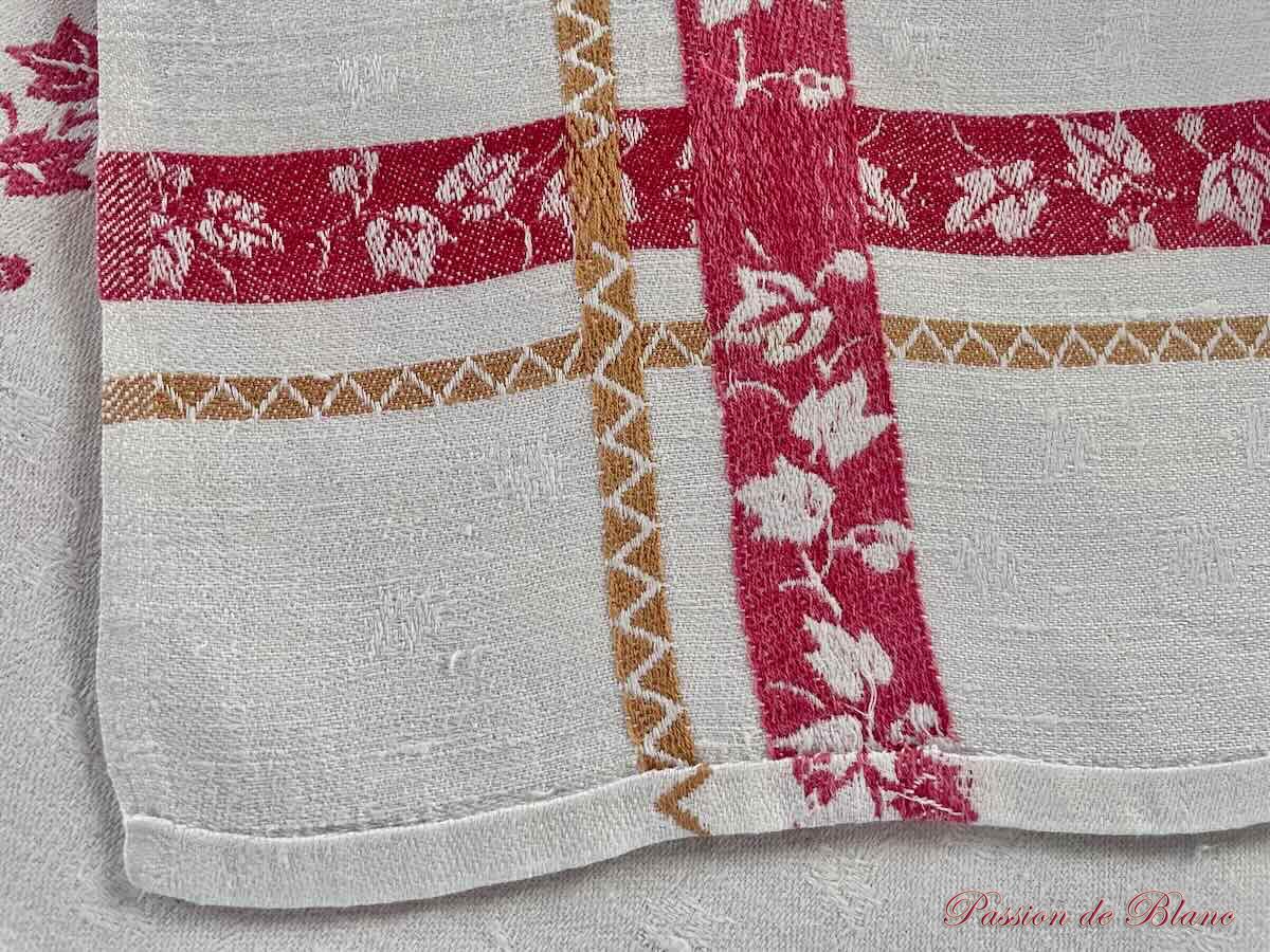 Lot de 7 grandes serviettes ou torchons avec liteaux rouges. Napoléon III sur toile fil de lin – Image 3