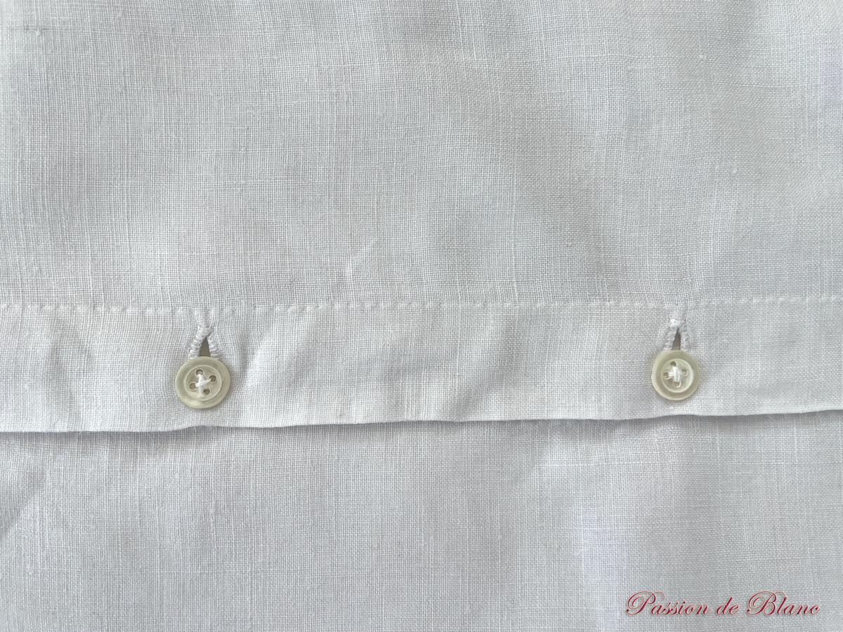 Parure de lit brodée main : 1 grand drap, 2 taies sur lin très fin blanc – Image 9