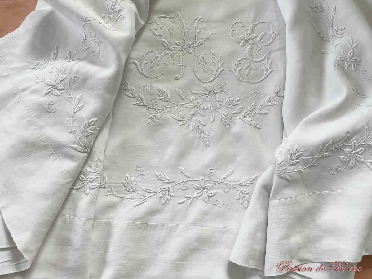 Drap MG lin broderie main