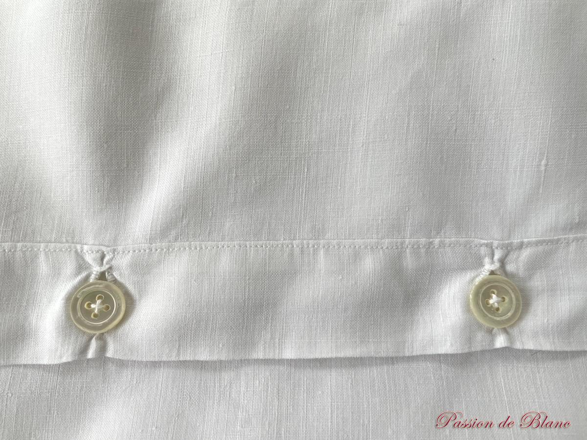 Paire taies festonnées : broderie avec nœuds, monogramme SH sur toile de lin fin – Image 7