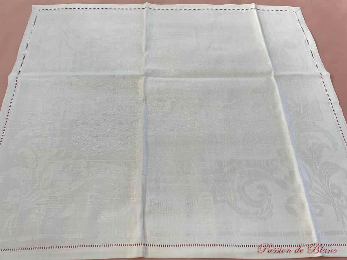 Service de table 12 couverts en damassé de lin "fleur bleue" Neuf – Image 4