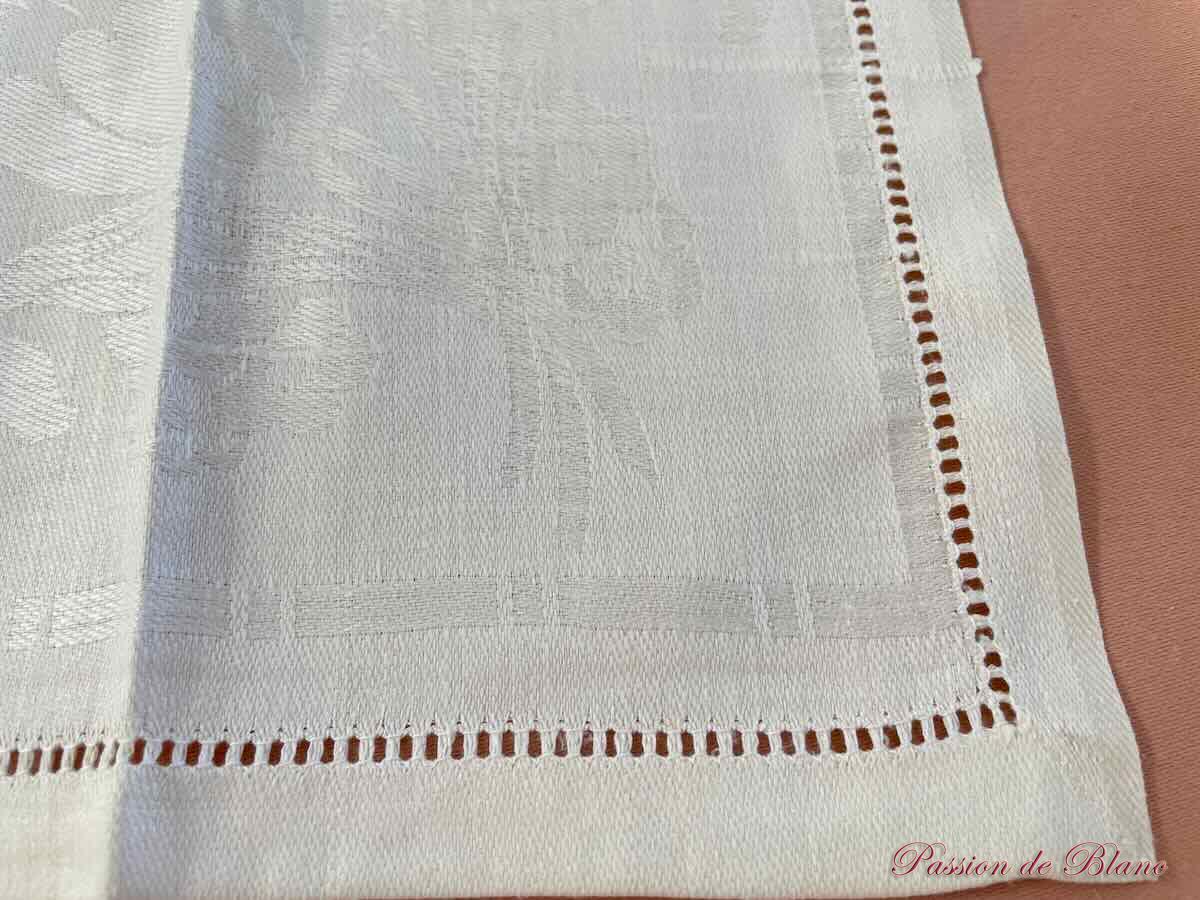 Service de table 12 couverts en damassé de lin "fleur bleue" Neuf – Image 9