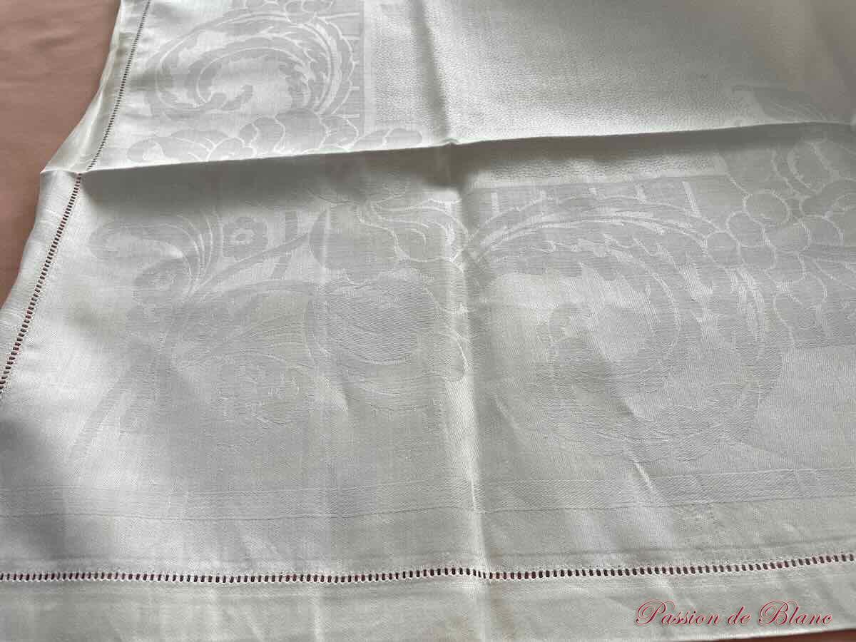 Service de table 12 couverts en damassé de lin "fleur bleue" Neuf – Image 5