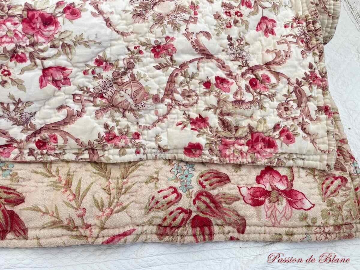 Grande couverture Piquée XIXe siècle: deux faces aux motifs fleuris différents – Image 5