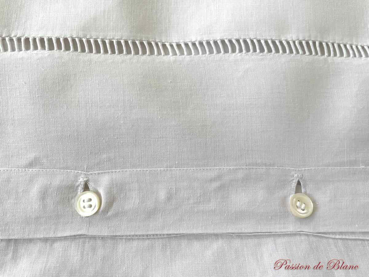 Taie d'oreiller CD avec broderie Richelieu sur toile fil de lin, blanche – Image 7