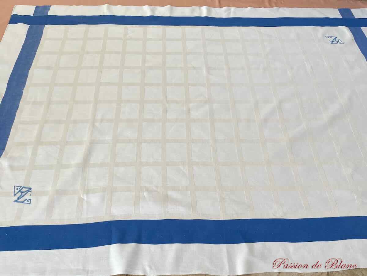 Service lin bleu beige