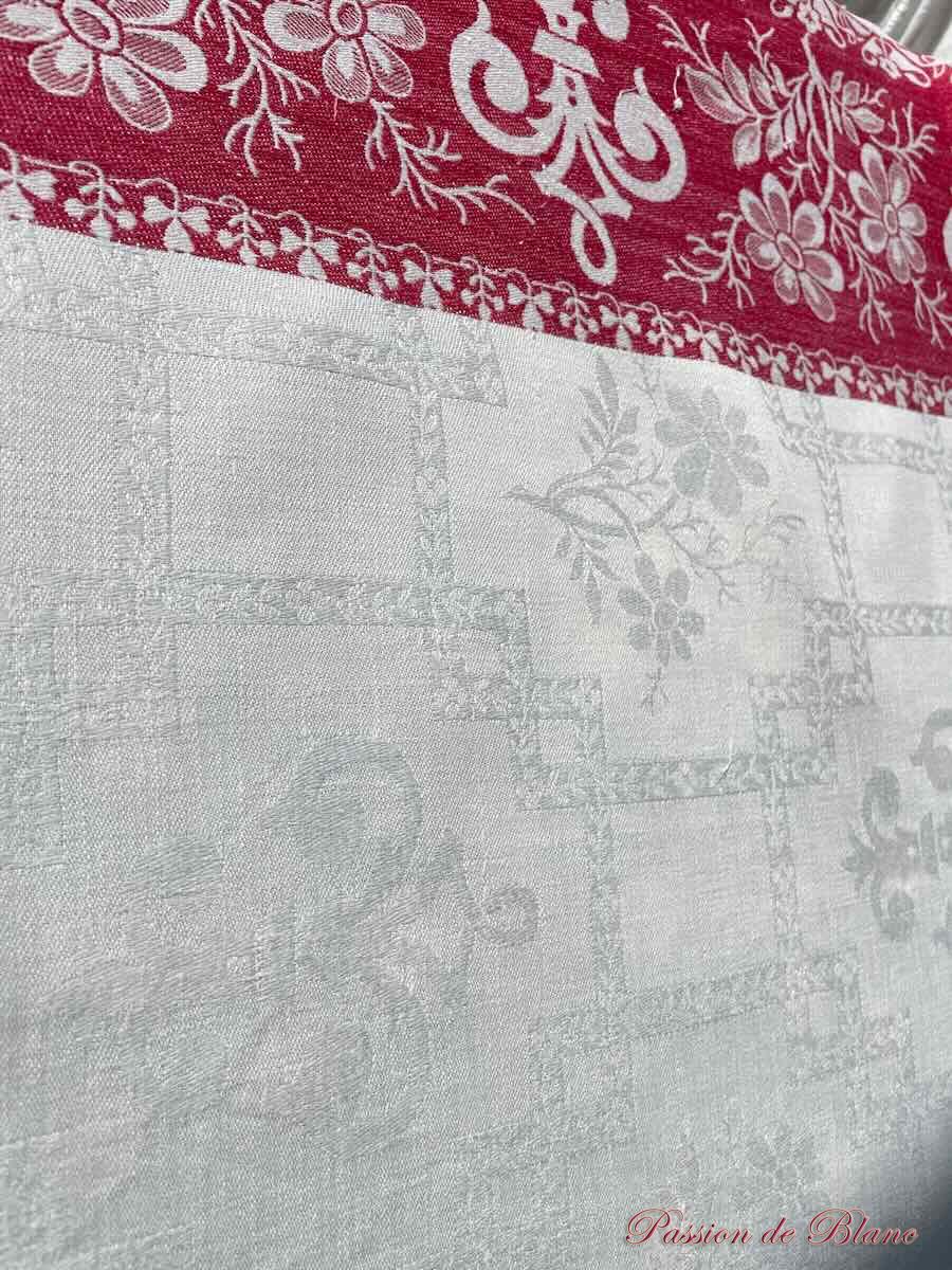 Nappe damassée Napoléon III avec Liteaux Rouge Napoléon III Sur Toile Lin fin – Image 10