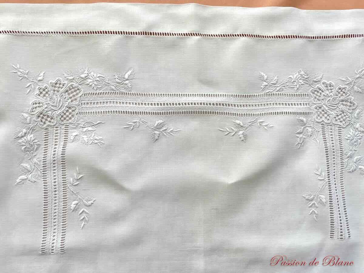 Paire de taies fil lin blanc