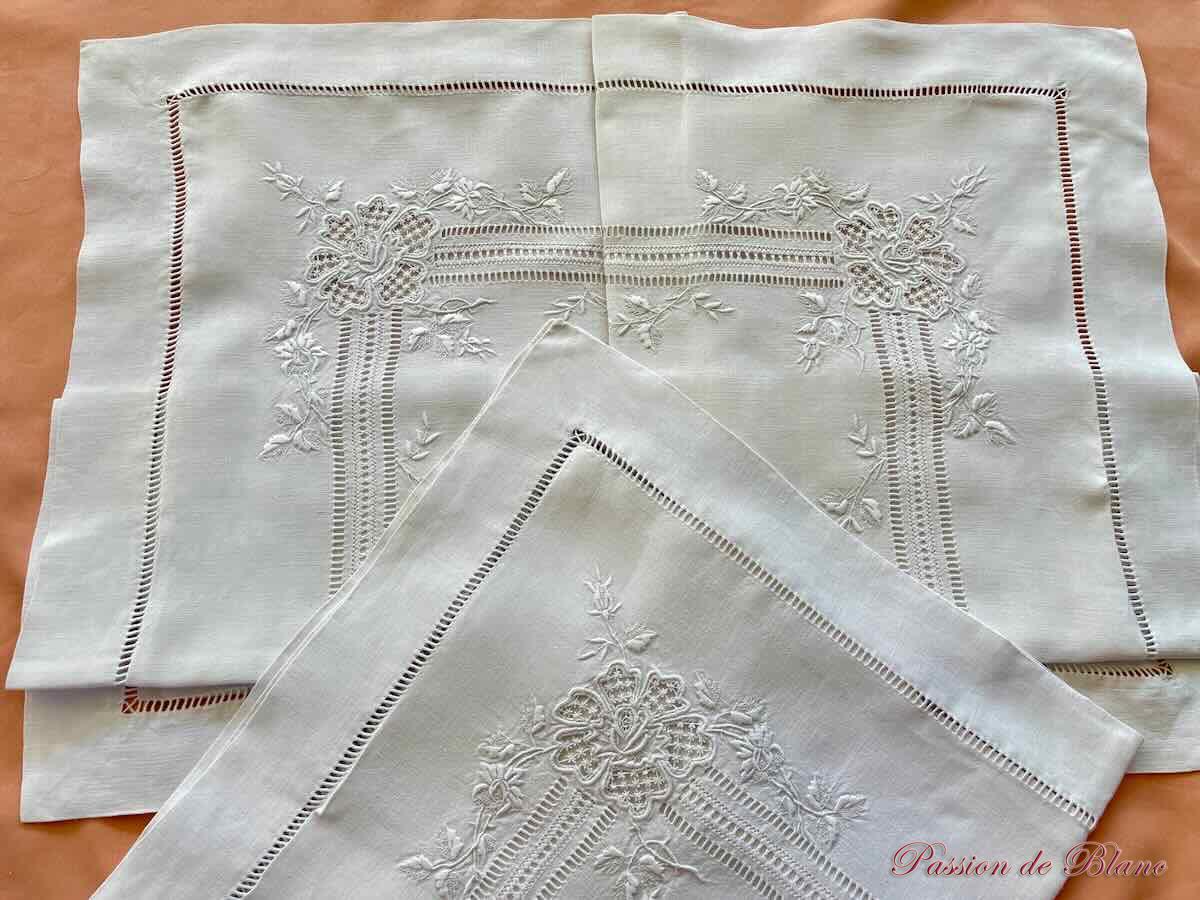 Paire de taies avec belles broderies main sur toile fil de lin – Image 9