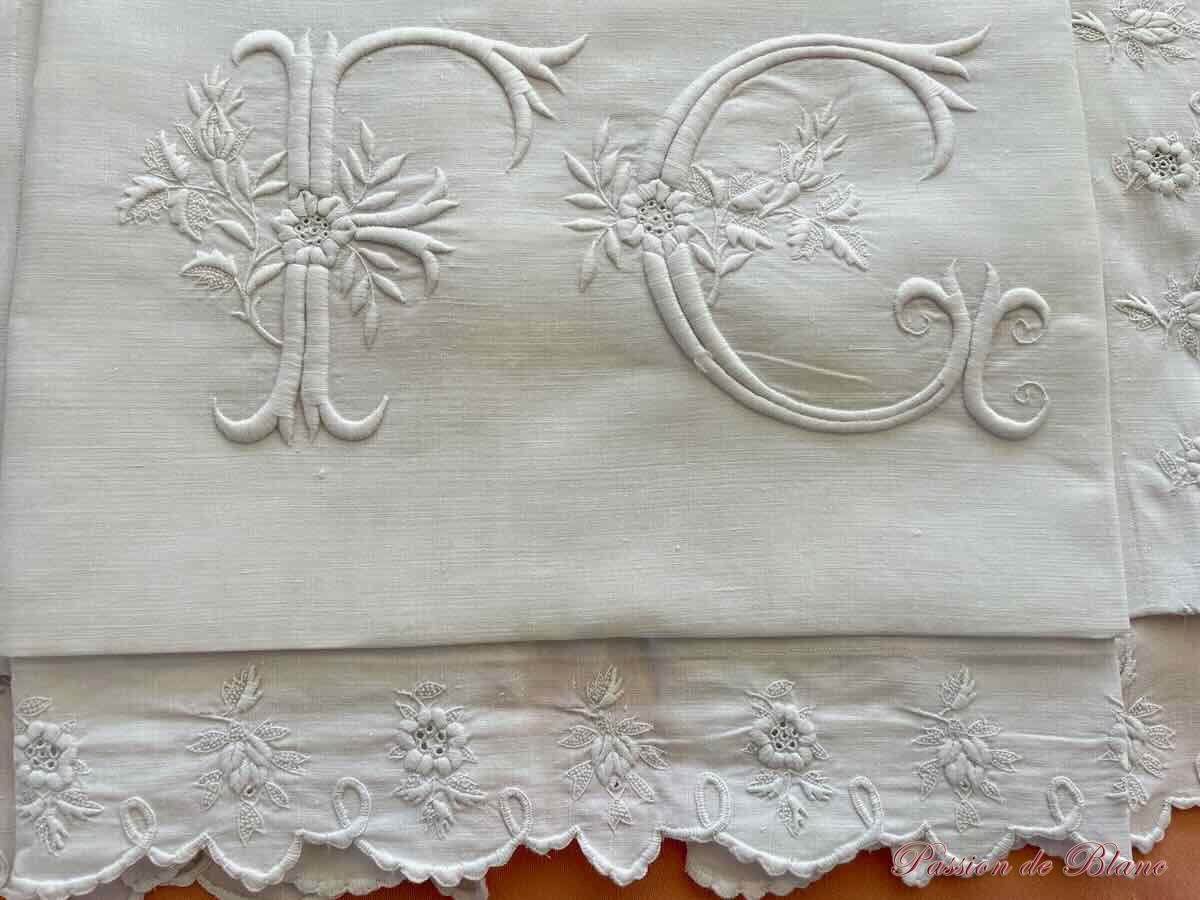 Taie fil lin FC broderie