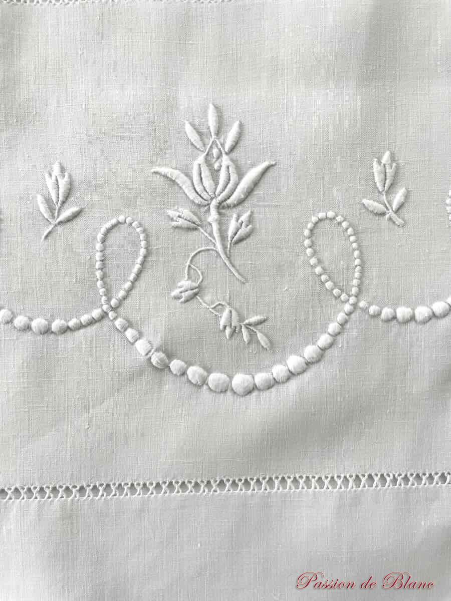 Drap fil de lin LC broderie
