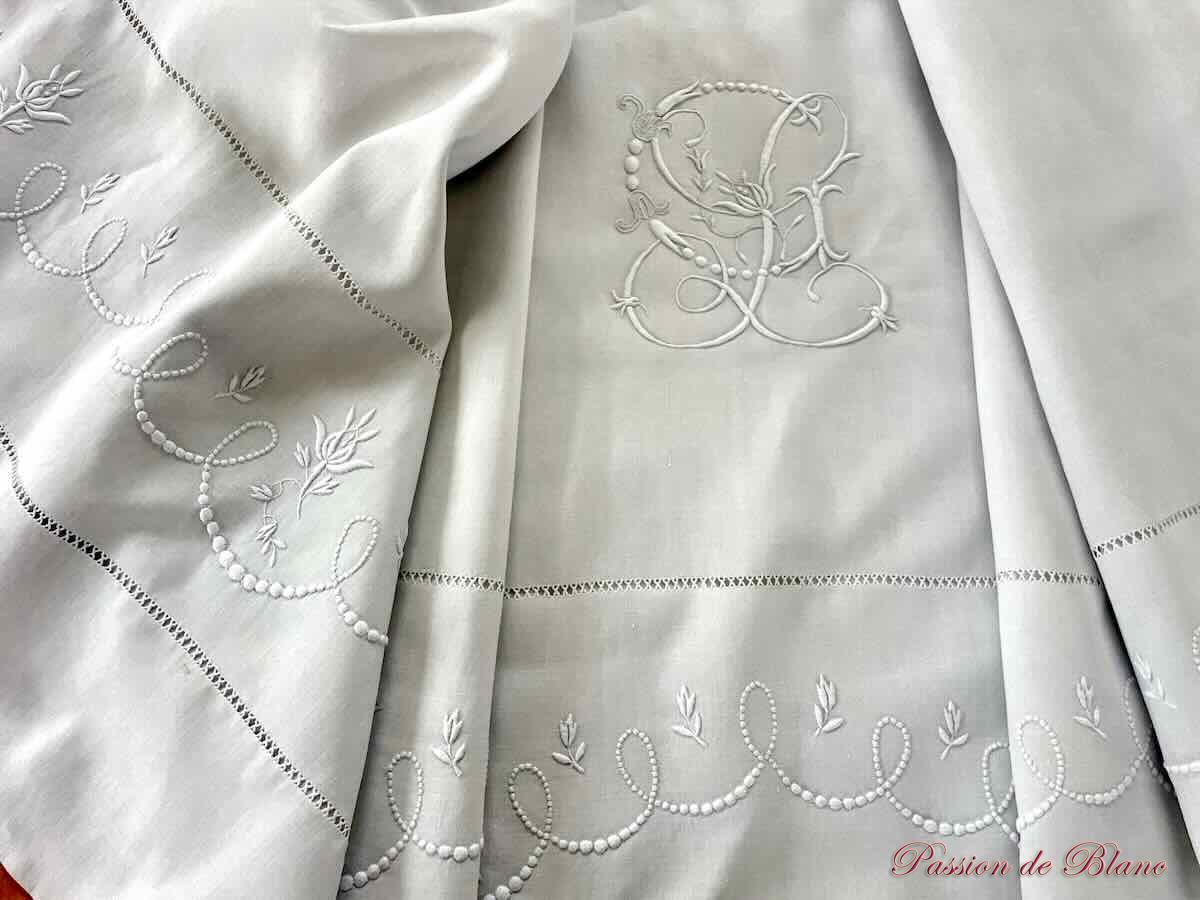 Drap fil de lin LC broderie