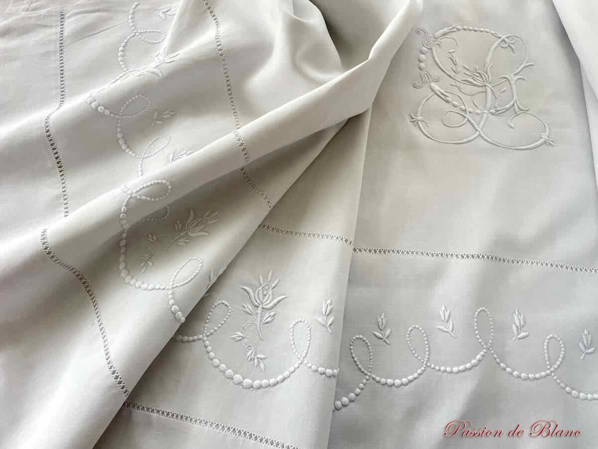 Drap fil de lin LC broderie