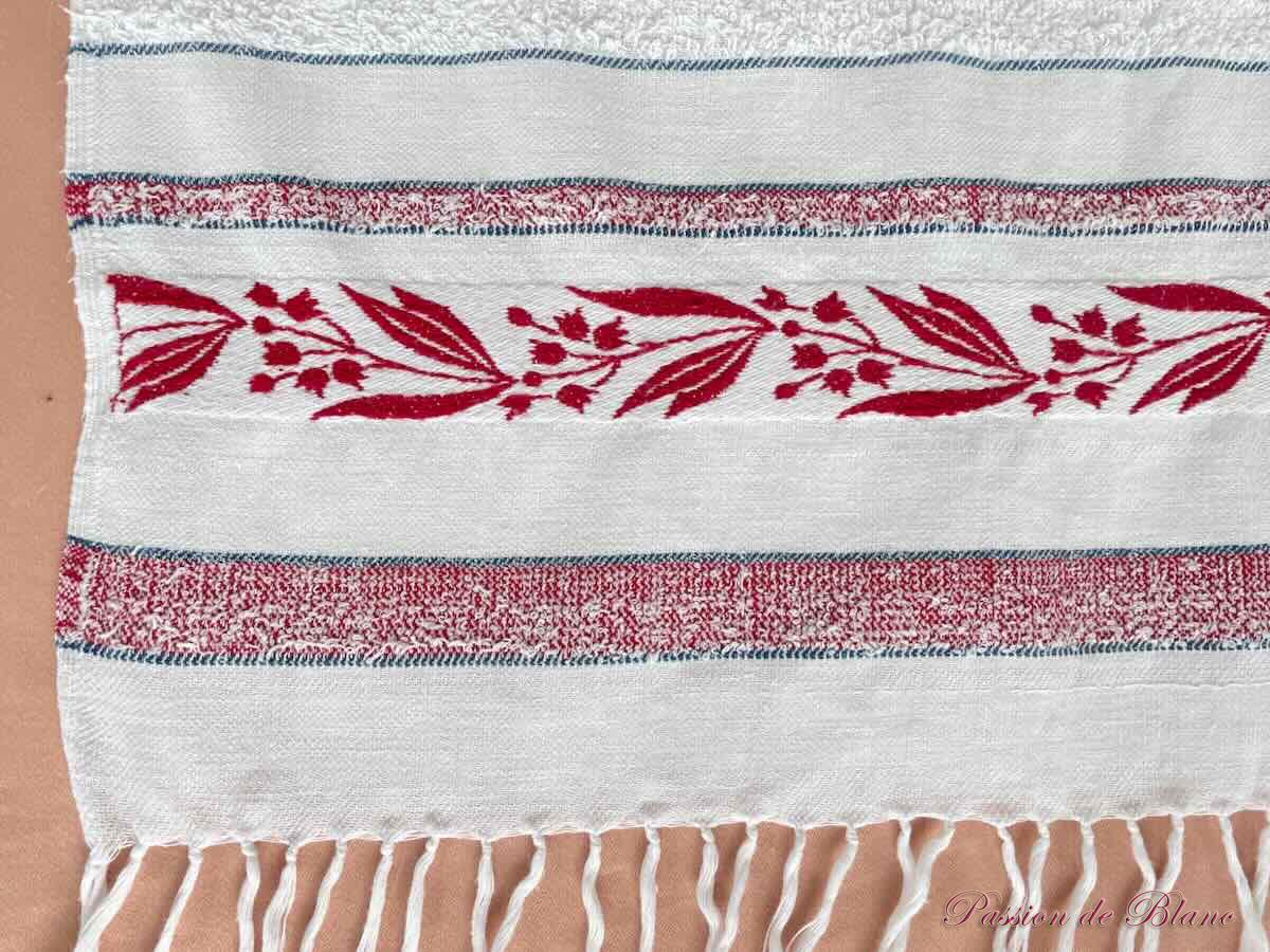 Rare lot de 3 serviettes de toilette éponge, grande frise couleur, Napoléon III – Image 8