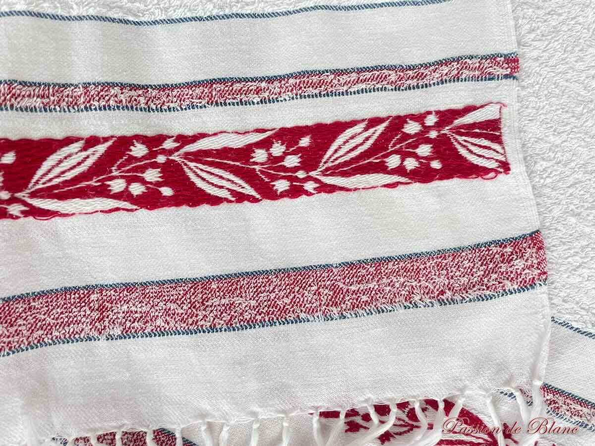 Rare lot de 3 serviettes de toilette éponge, grande frise couleur, Napoléon III – Image 7