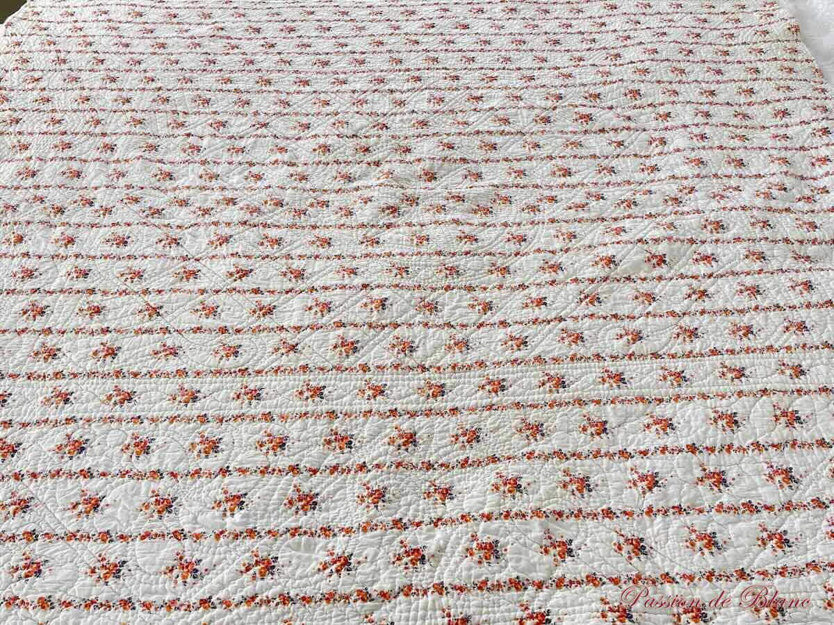 Courte-Pointe, couverture piquée main avec motifs provençaux double face – Image 2