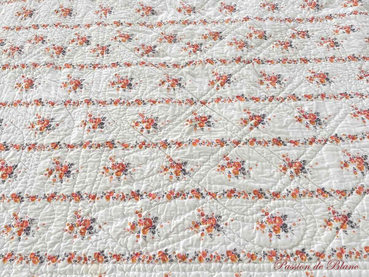 Courte-Pointe, couverture piquée main avec motifs provençaux double face – Image 3