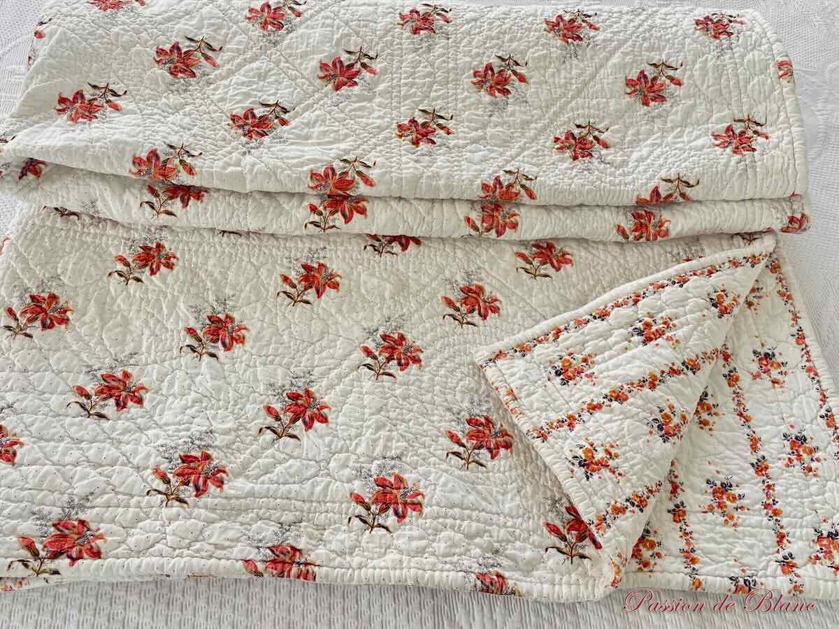 Courte-Pointe, couverture piquée main avec motifs provençaux double face – Image 10