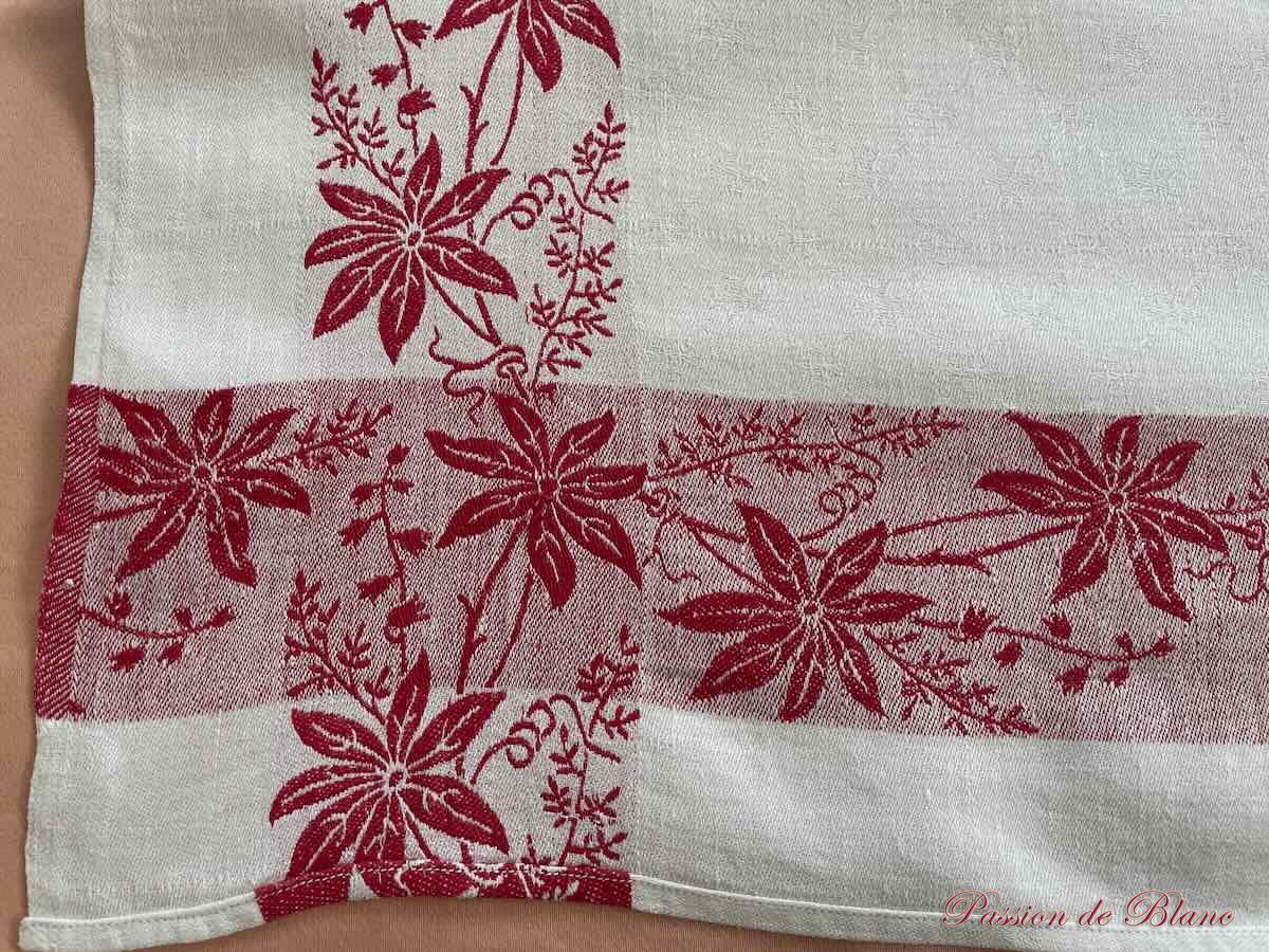 Nappe rectangle en damassé de lin fin avec Liteaux Rouge, Napoléon III – Image 4