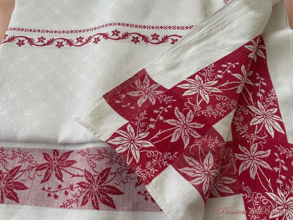 Nappe rectangle en damassé de lin fin avec Liteaux Rouge, Napoléon III – Image 12