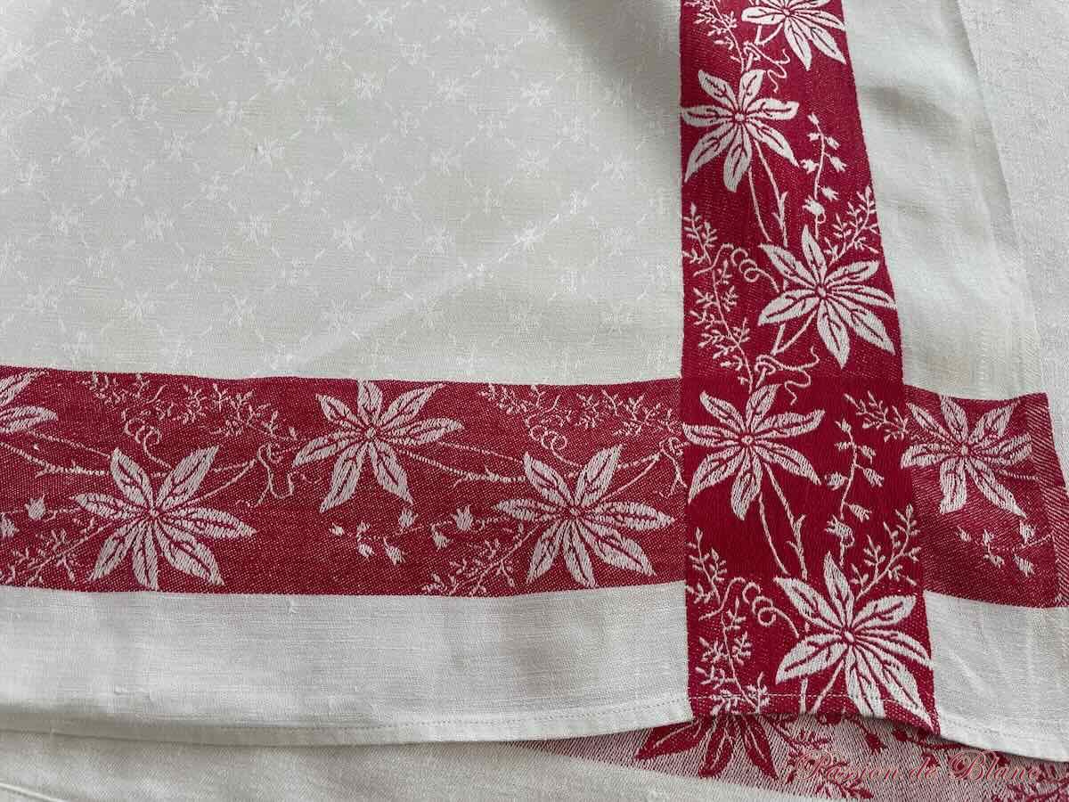 Nappe rectangle en damassé de lin fin avec Liteaux Rouge, Napoléon III – Image 7