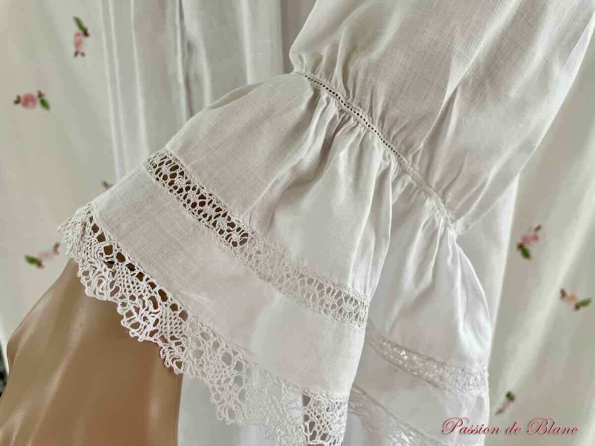 Chemise de nuit: dentelles, broderies main sur fine percale – Image 5
