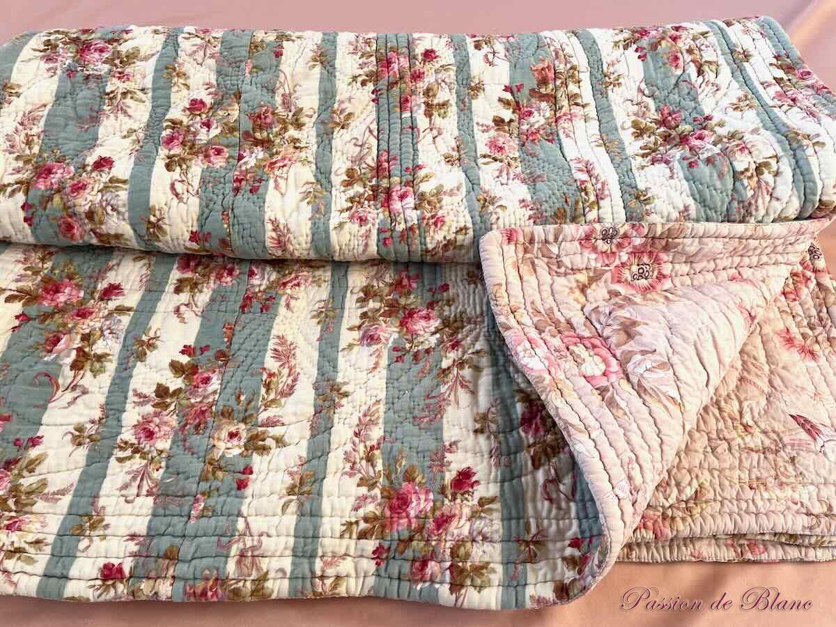 Couverture piquée fleurs oiseaux