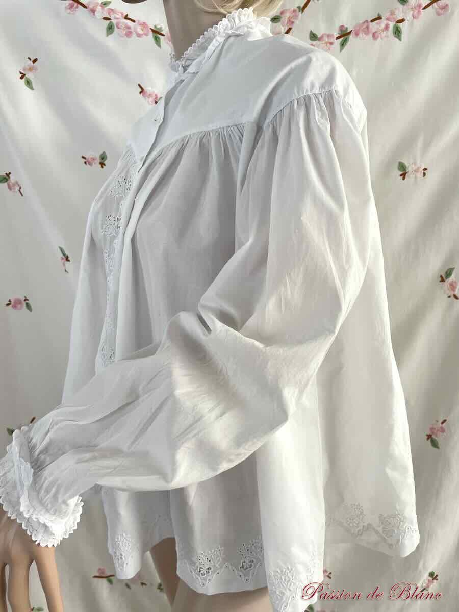 Matinée-chemisier avec somptueuses broderies main sur toile en linon – Image 8