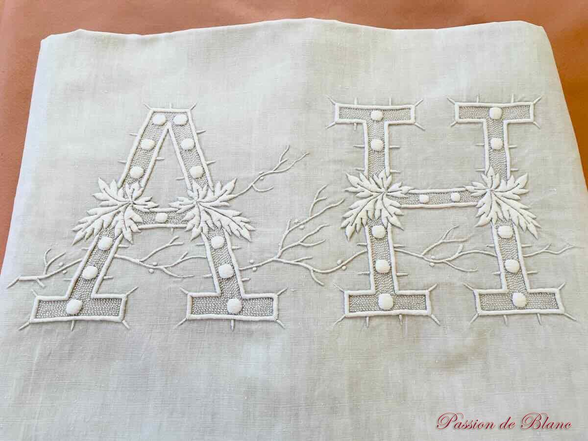 Grand drap lin AH branchages