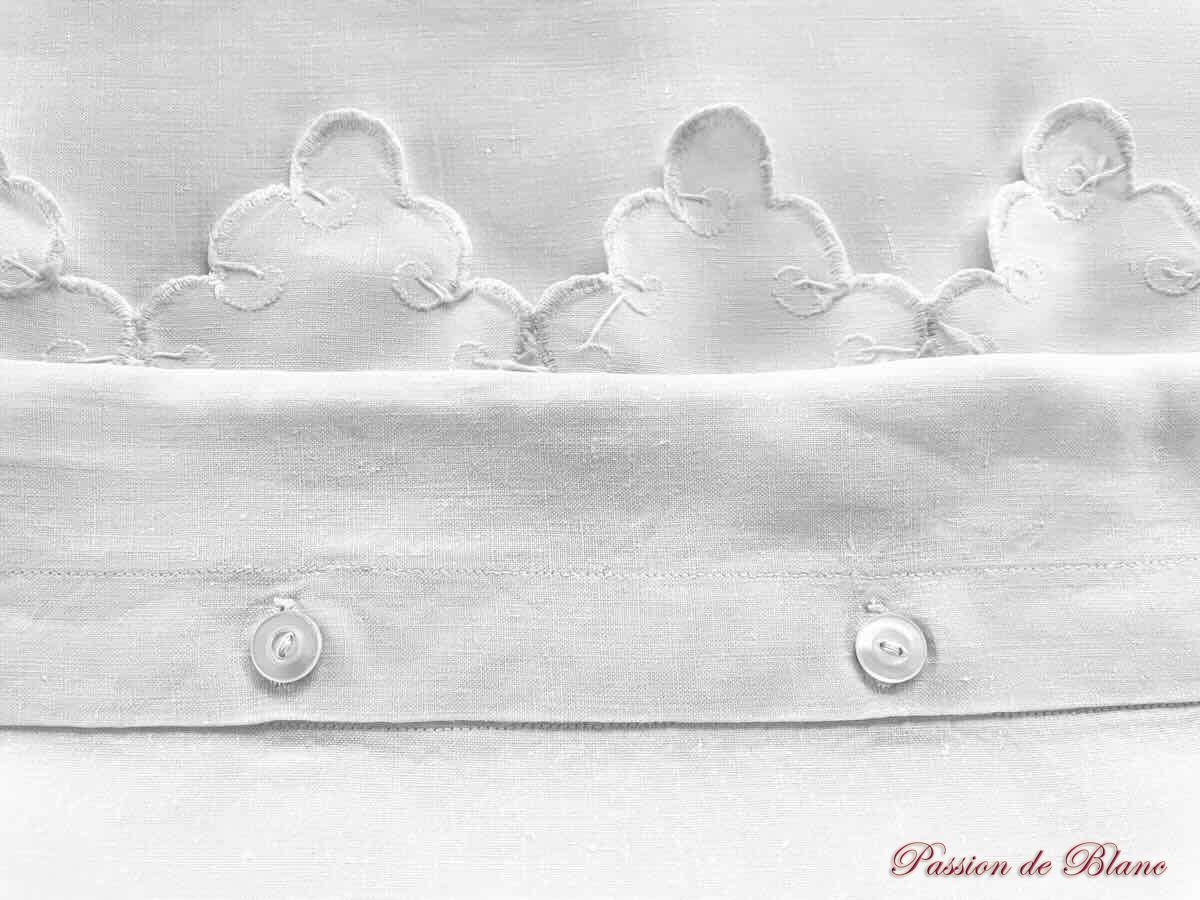 Belle taie festonnée sur lin fin et monogramme LR avec branchages – Image 5