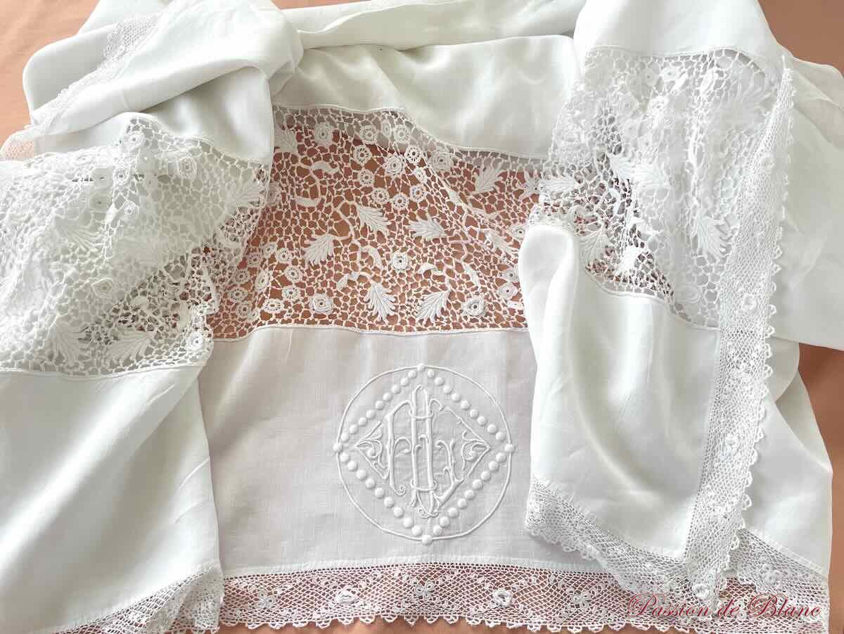 Drap fil dentelle points d'Irlande