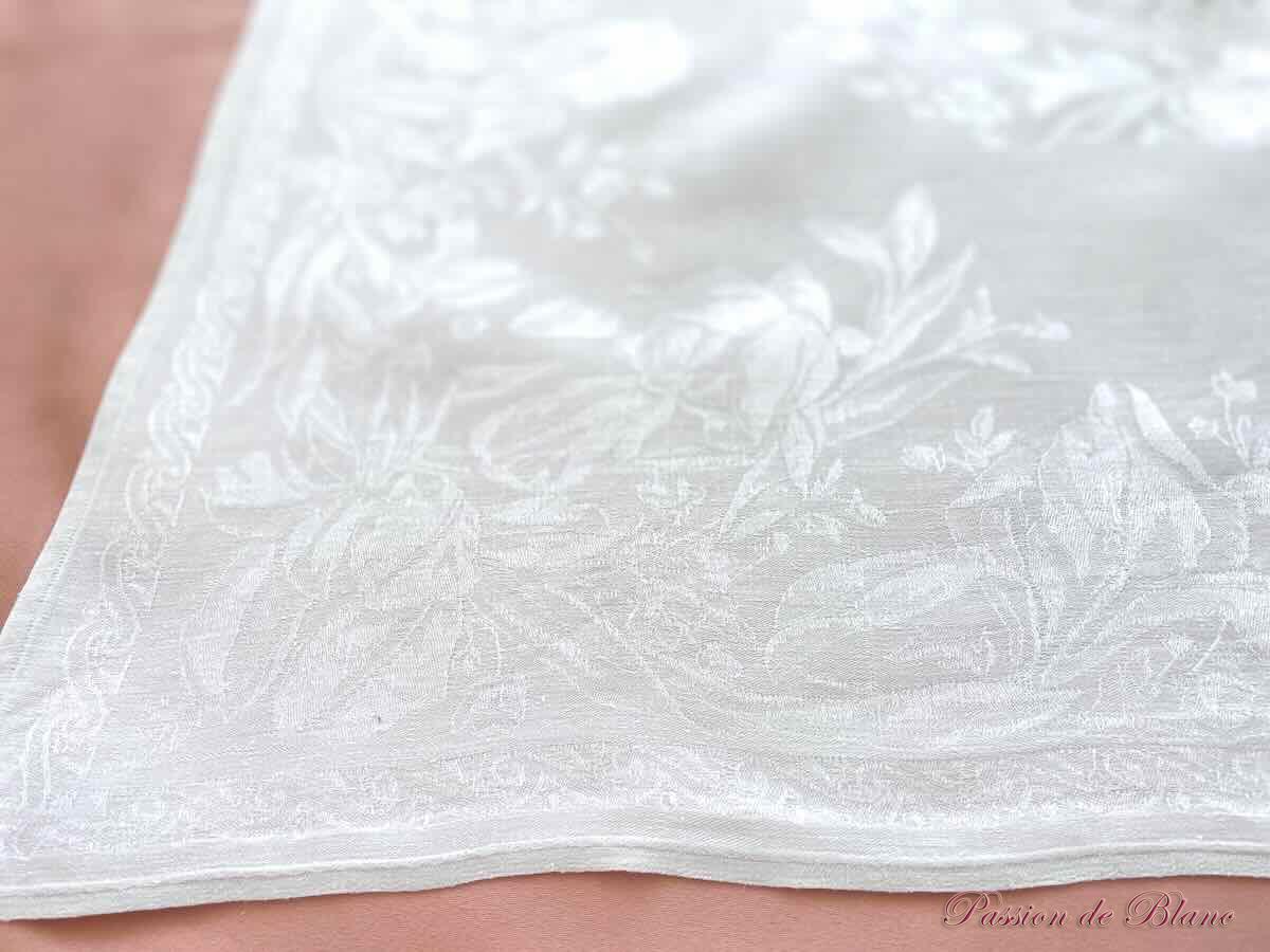 Lot 12 serviettes table en damassé de lin, motifs iris, monogramme TR – Image 6