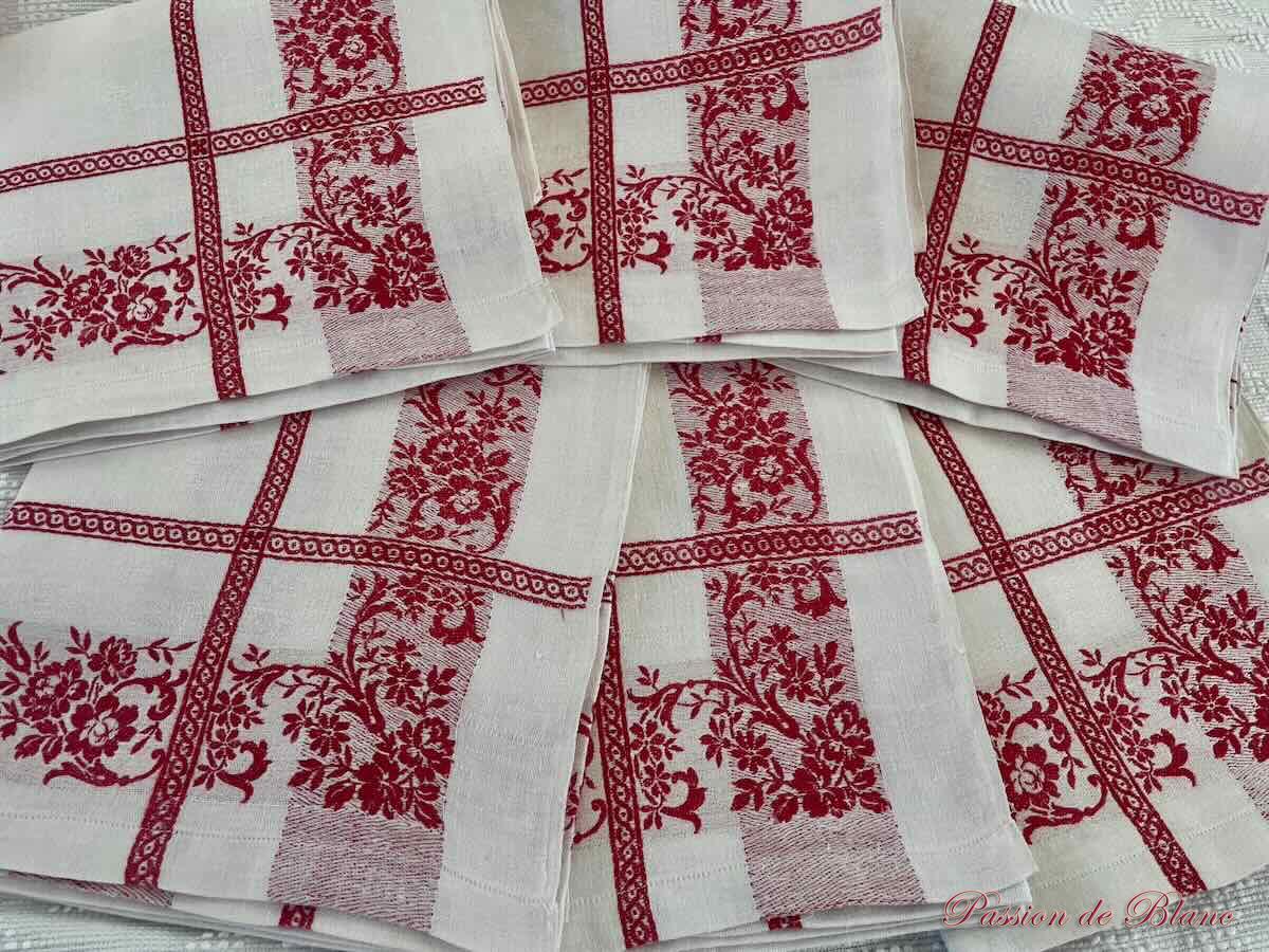 Serviettes Napoléon III liteaux rouges