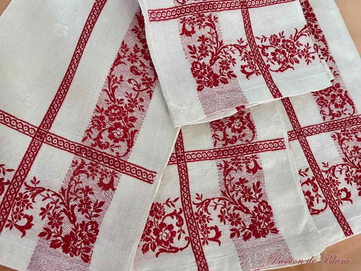 Serviettes Napoléon III liteau rouge