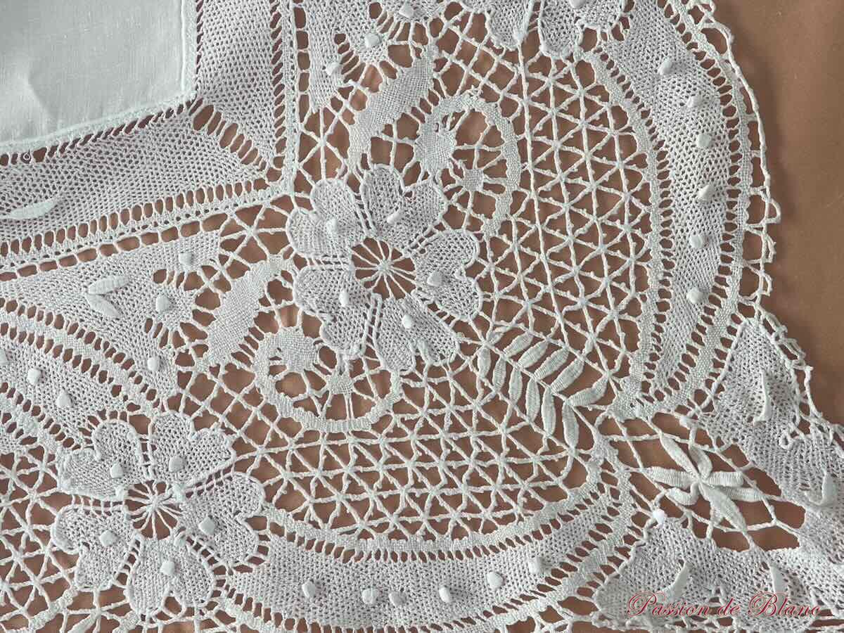 Drap fil lin dentelle fuseaux main