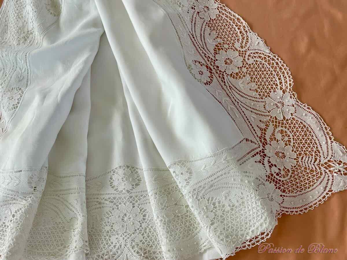 Grand drap fil de lin avec dentelle aux fuseaux main sur la découverte et retours – Image 6