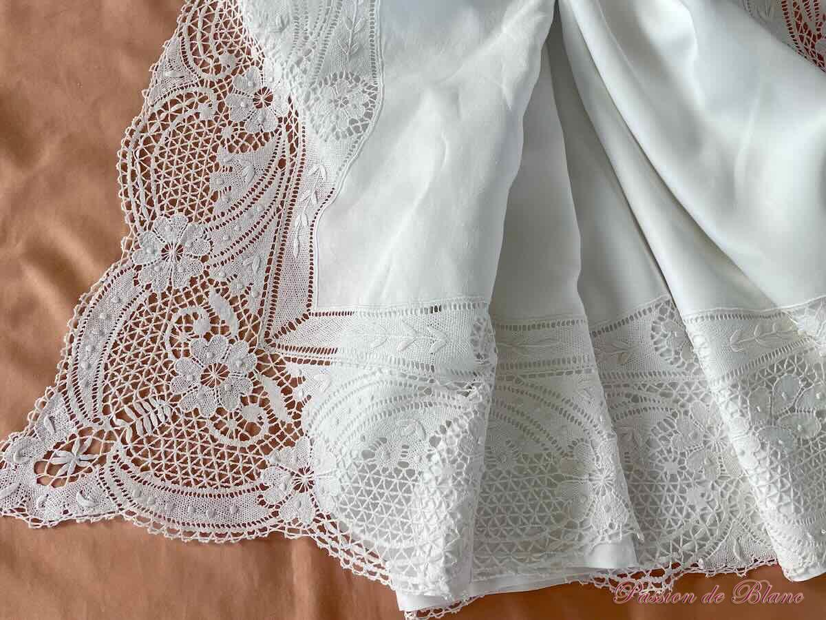 Grand drap fil de lin avec dentelle aux fuseaux main sur la découverte et retours – Image 7